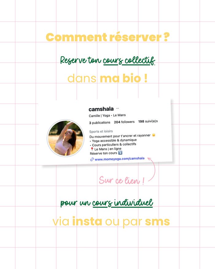 Comment réserver un cours de yoga avec Camille